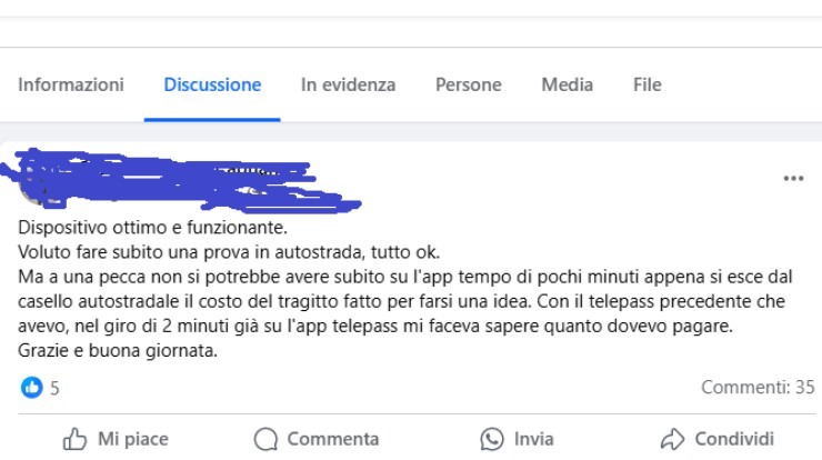 Recensione gruppo facebook